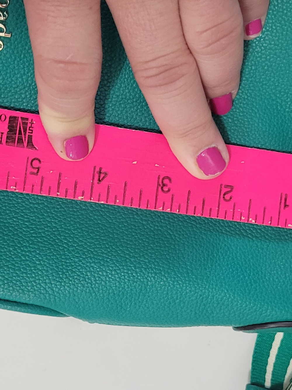 Kate Spade Teal Pebbled Leather Crossbody with Striped Strap - Picture 9 of 10
